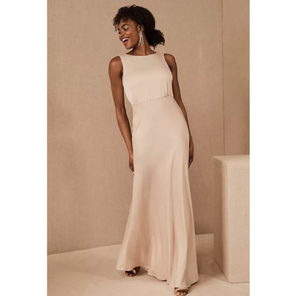 BHLDN SACHIN + BABI Beckett Satin Blouson Formal Gown In Oyster NWT Evening - Picture 2 of 15
